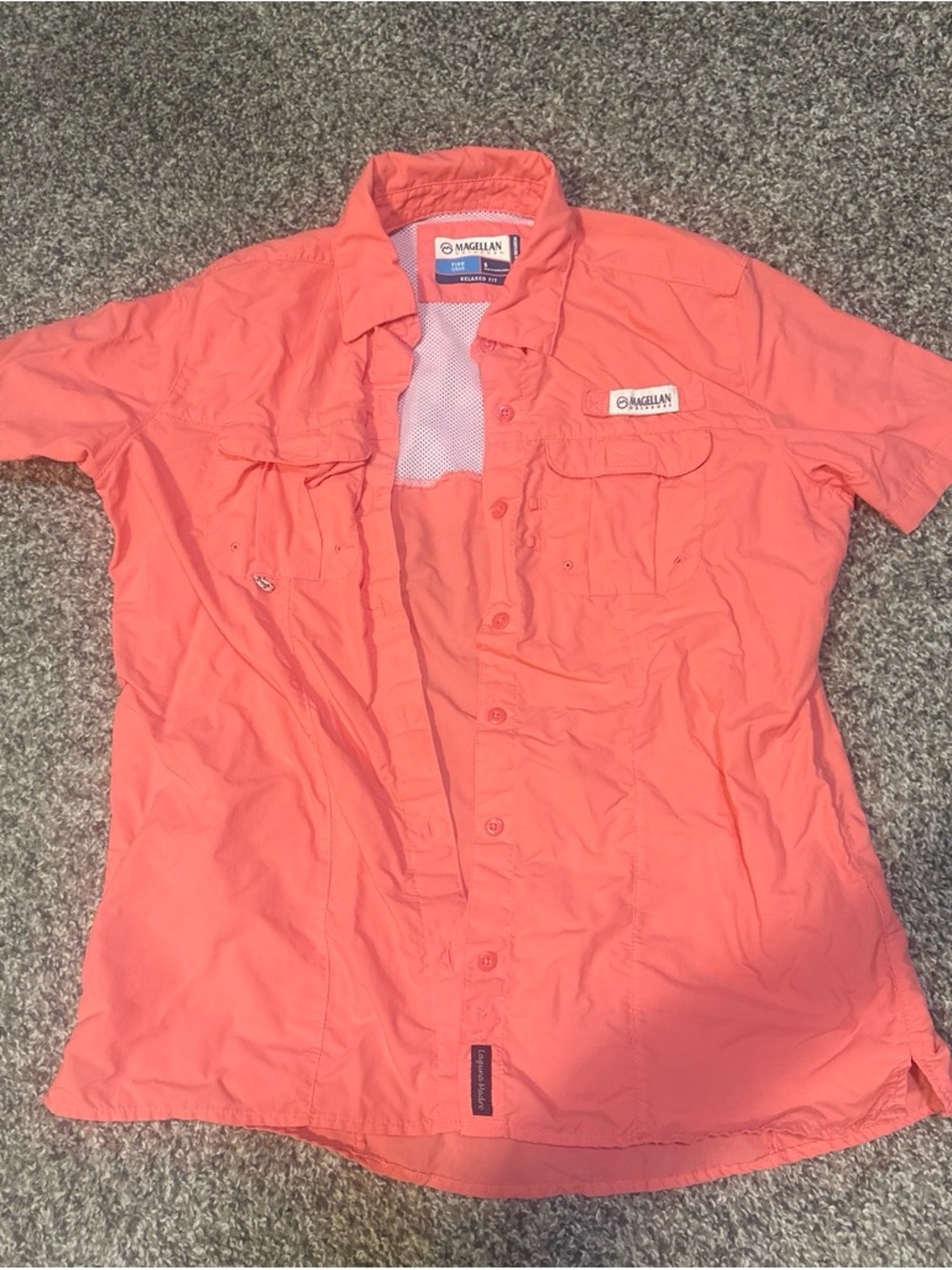 Magellan Outdoors Men’s Coral Short-Sleeve Button-Down Shirt